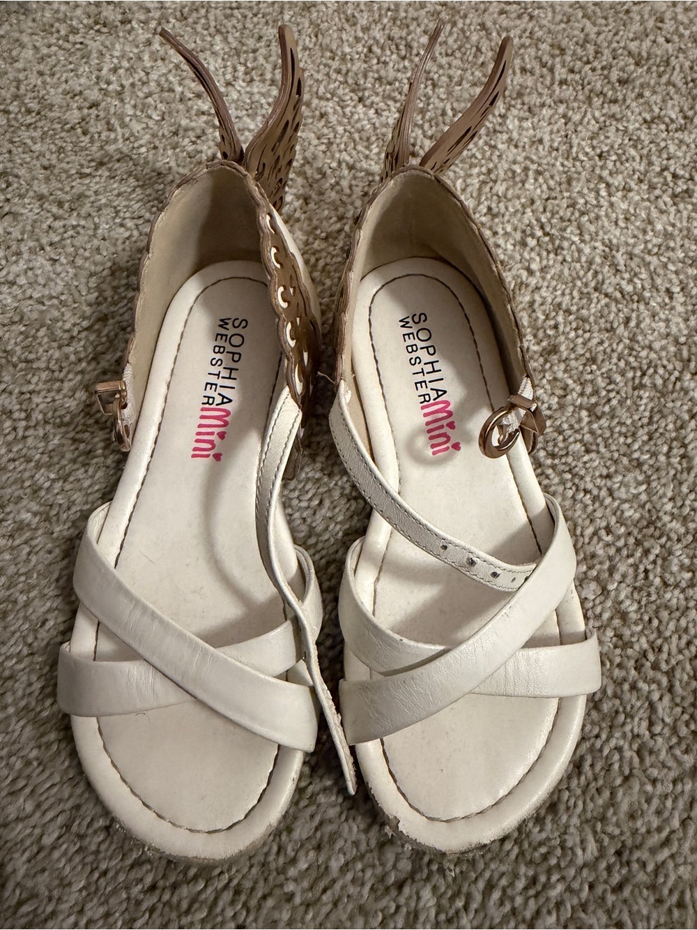 Sophia Webster Cream Kids Winged Strappy Sandals